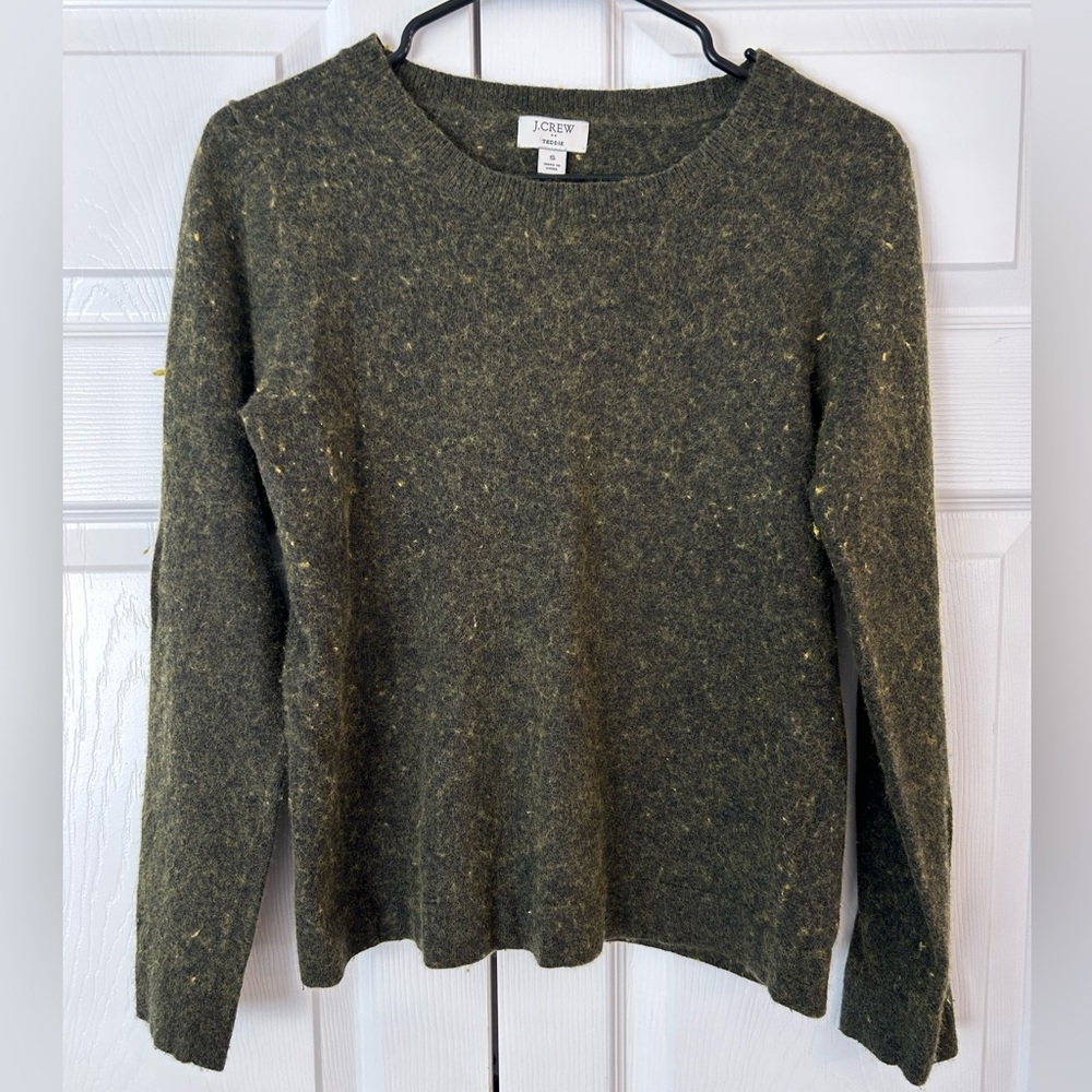 NWOT J.Crew Teddie Women’s Green Knit Wool Pullover Tunic Sweater Size S